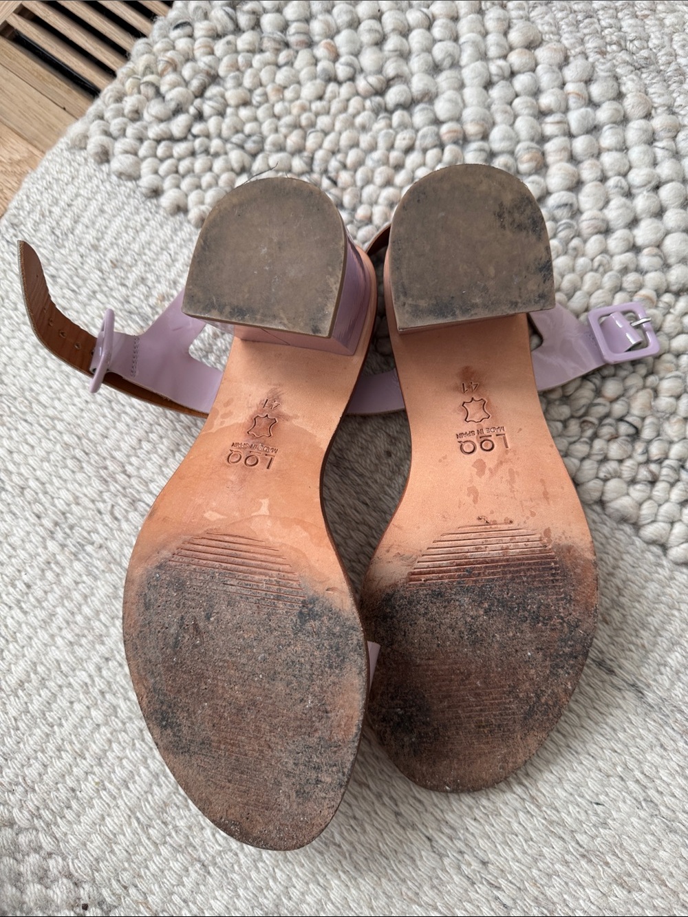 LOQ Lavender Patent Leather Double-Strap Block Heel Sandals - Picture 4 of 5
